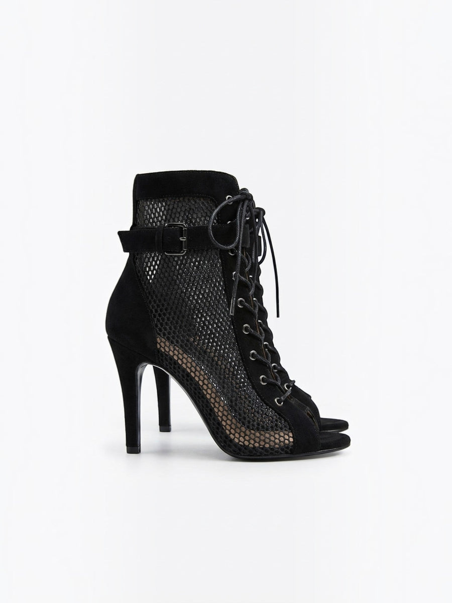 Eloria Mesh Lace Up Heeled Ankle Boots