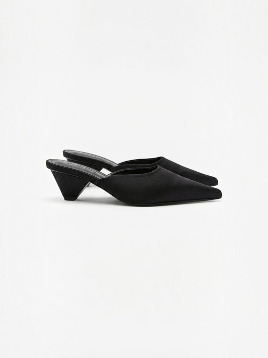 Solenne Pointed Toe Kitten Heel Mules