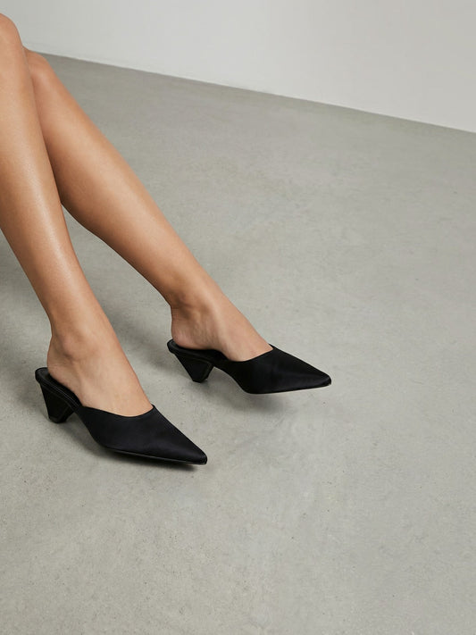 Solenne Pointed Toe Kitten Heel Mules