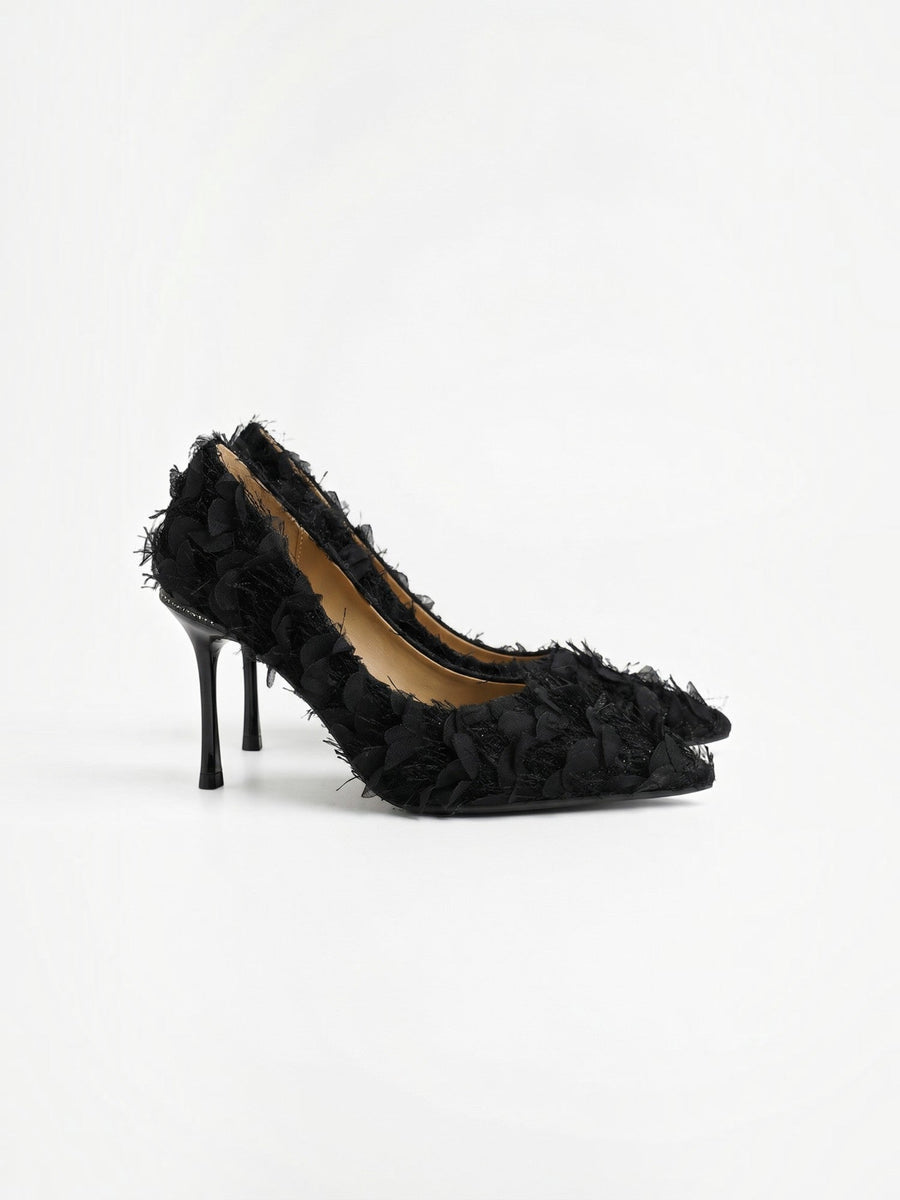 Eula Lace Look Fringe Pumps
