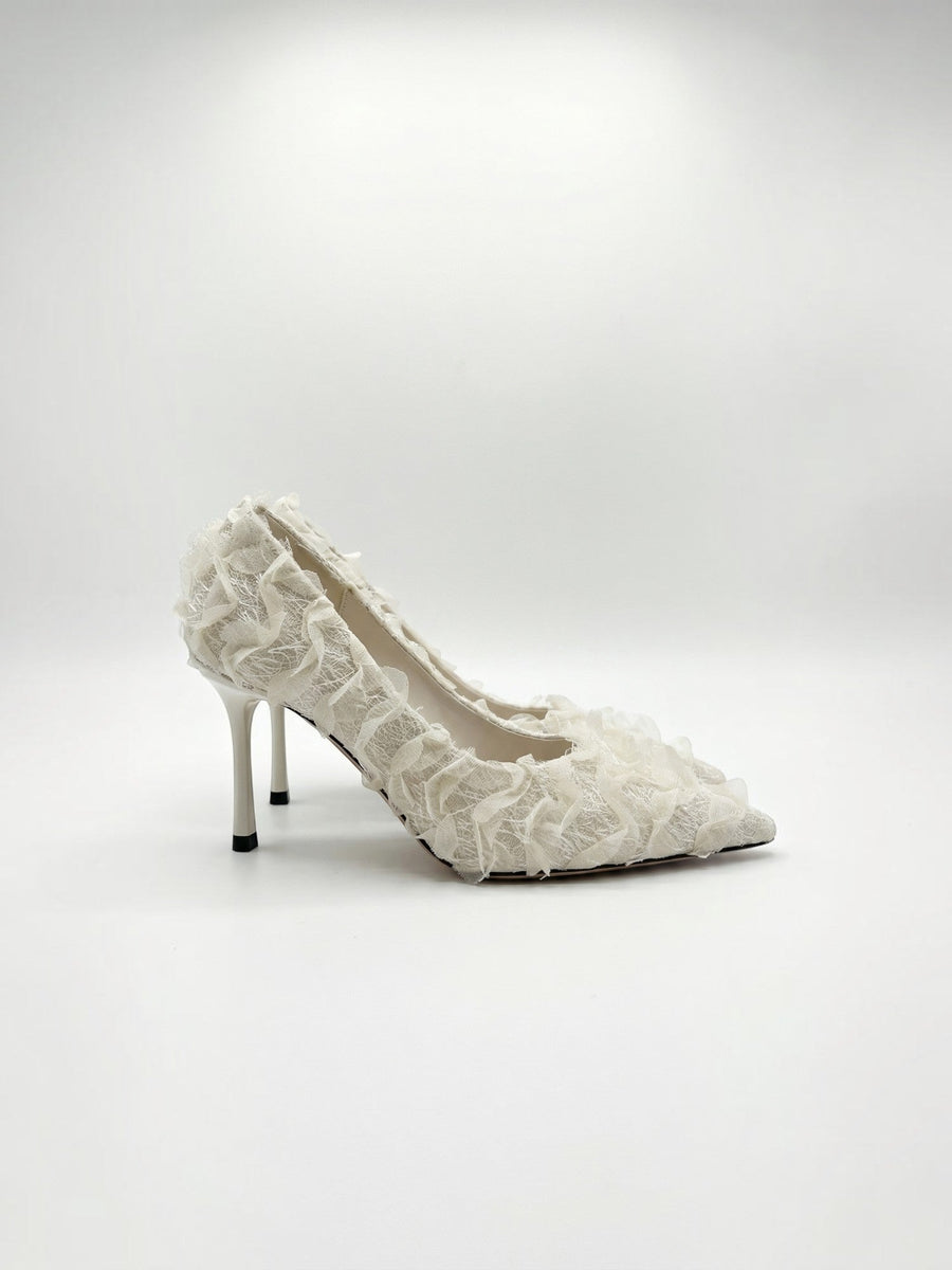 Eula Lace Look Fringe Pumps