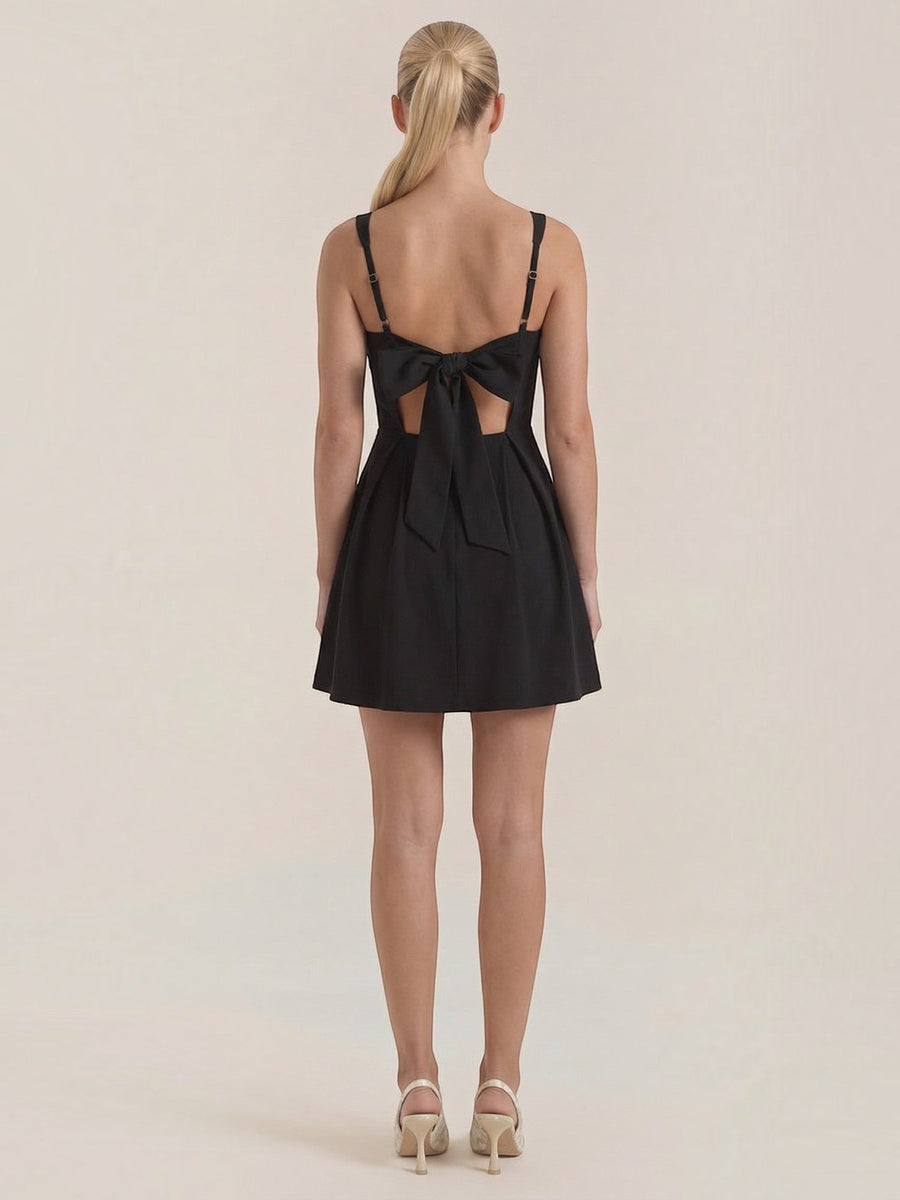 Rosanna Square Neck Pleated Mini Dress