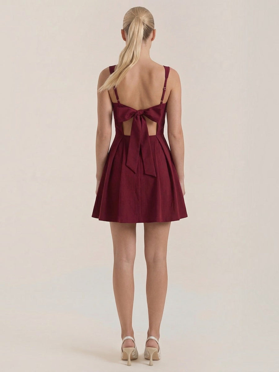 Rosanna Square Neck Pleated Mini Dress