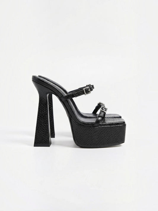 Anora Buckle Platform Mules