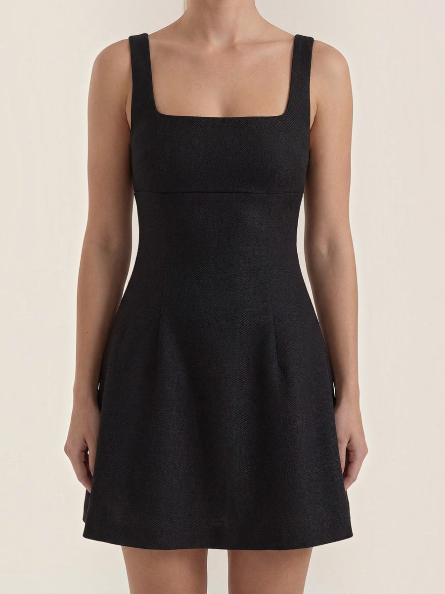 Rosanna Square Neck Pleated Mini Dress