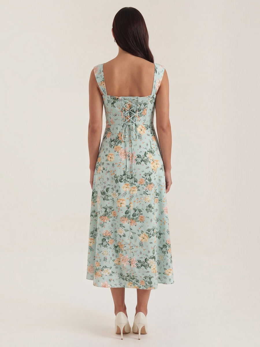 Dahlia Corset Style Square Neck Midi Dress