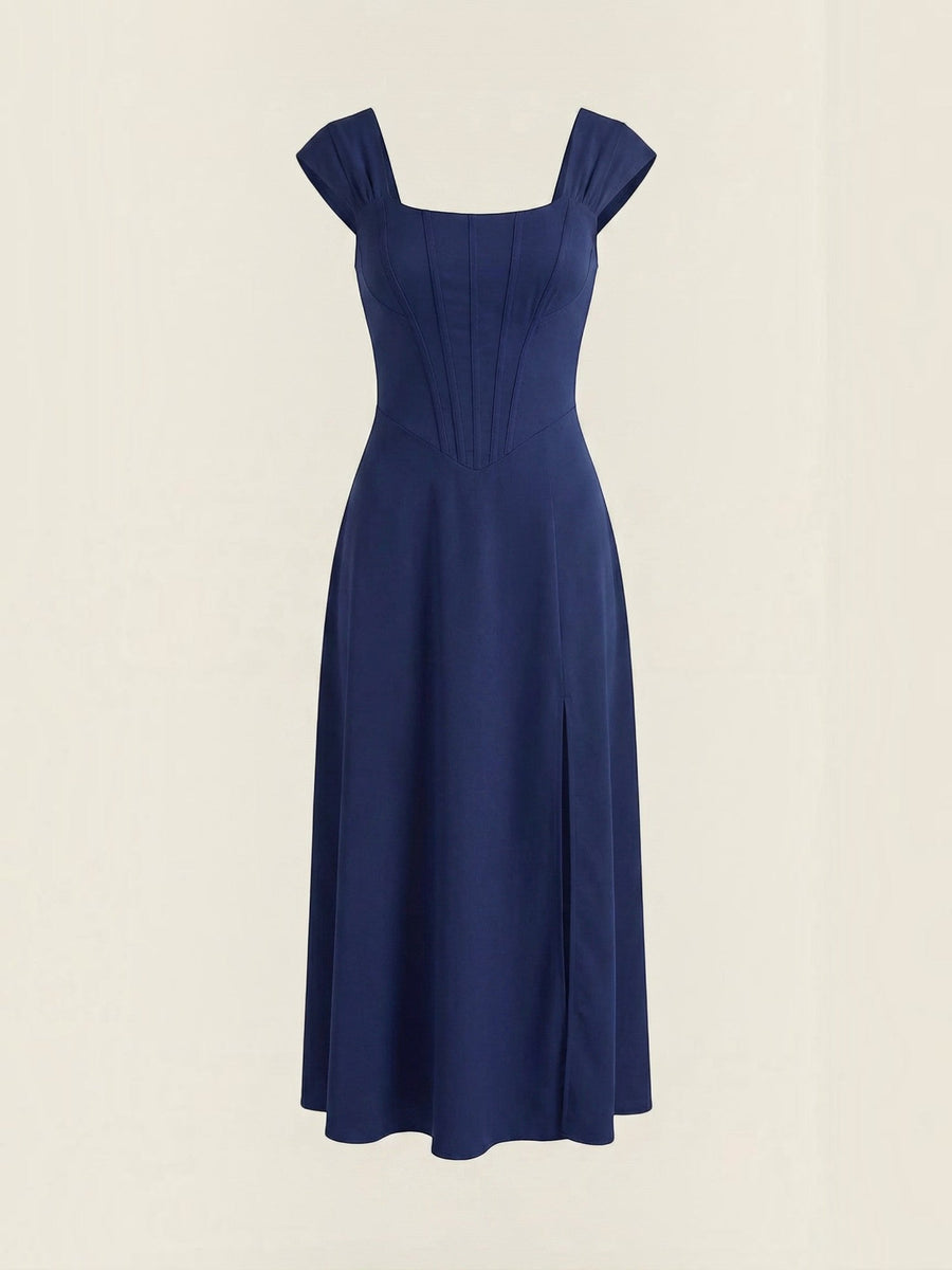 Dahlia Corset Style Square Neck Midi Dress