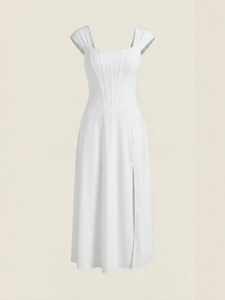 Dahlia Corset Style Square Neck Midi Dress