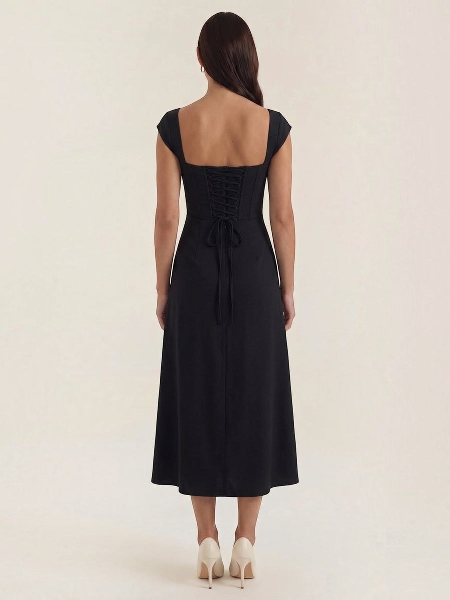 Dahlia Corset Style Square Neck Midi Dress