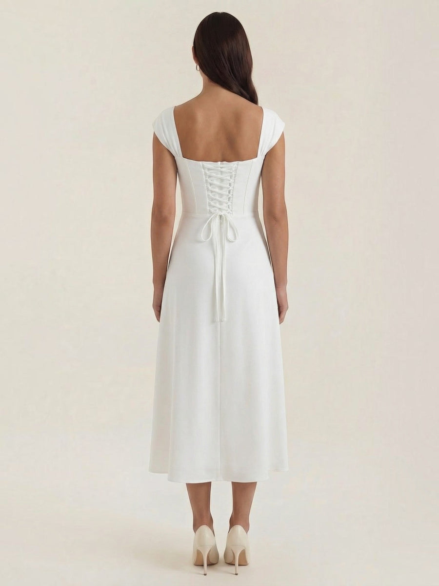 Dahlia Corset Style Square Neck Midi Dress