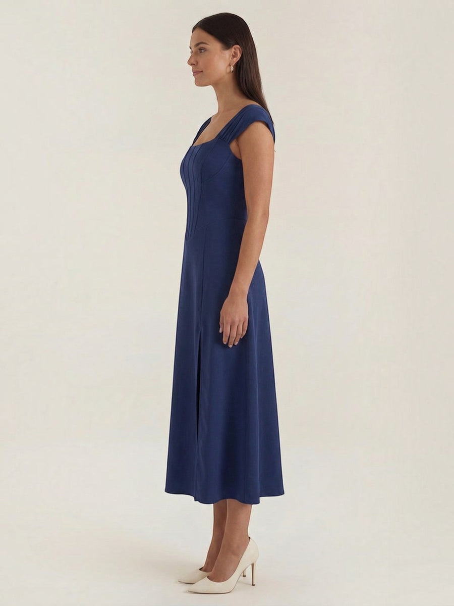 Dahlia Corset Style Square Neck Midi Dress