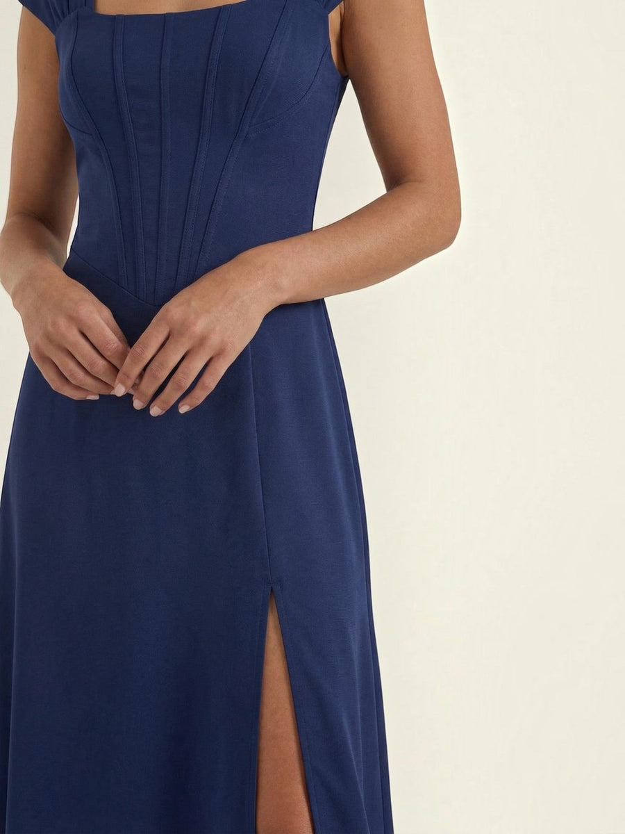 Dahlia Corset Style Square Neck Midi Dress
