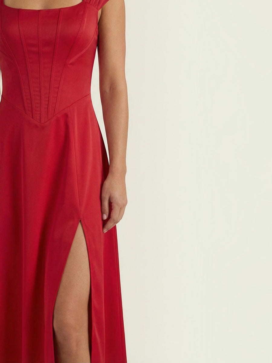 Dahlia Corset Style Square Neck Midi Dress