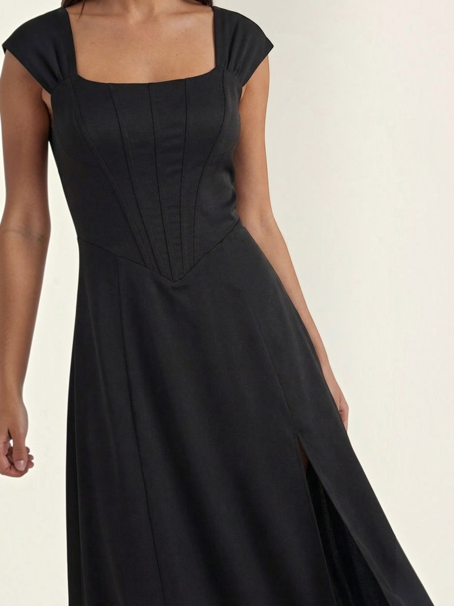 Dahlia Corset Style Square Neck Midi Dress