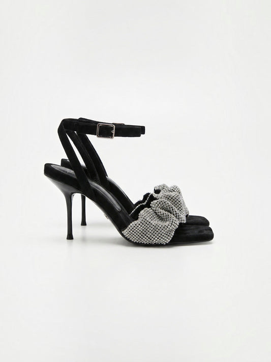 Kalira Rhinestone Bow Heel Sandals