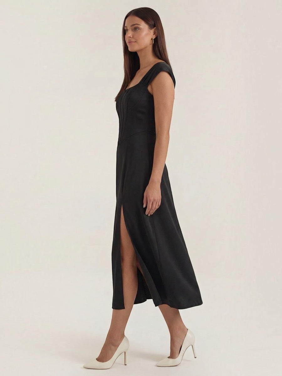 Dahlia Corset Style Square Neck Midi Dress