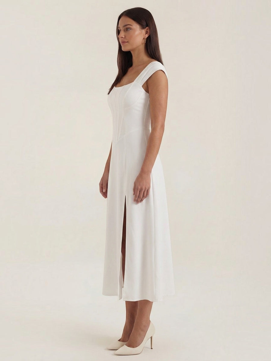 Dahlia Corset Style Square Neck Midi Dress