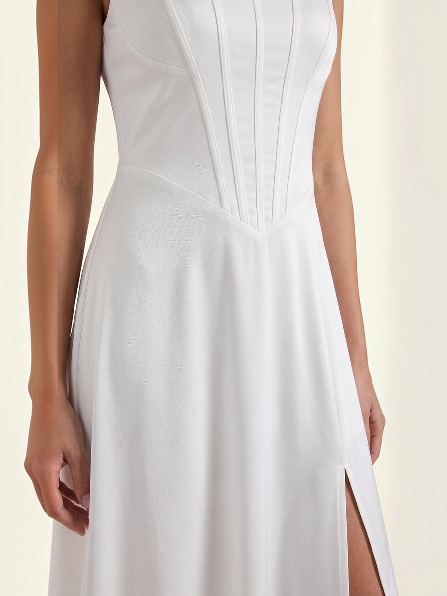 Dahlia Corset Style Square Neck Midi Dress