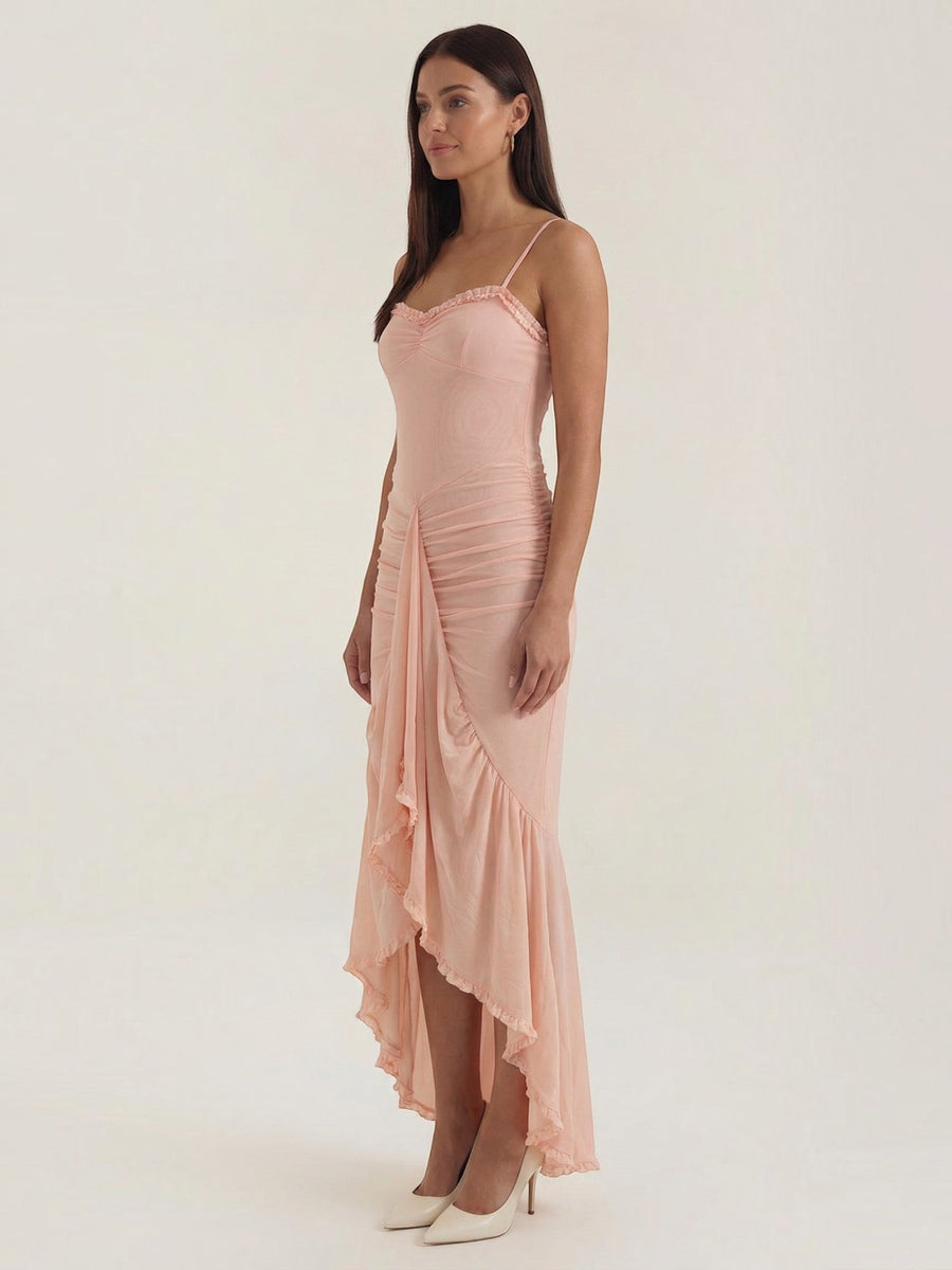 Wisteria Ruffle High Low Maxi Dress