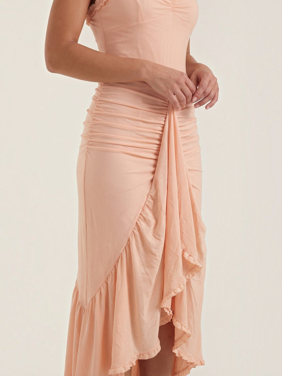 Wisteria Ruffle High Low Maxi Dress