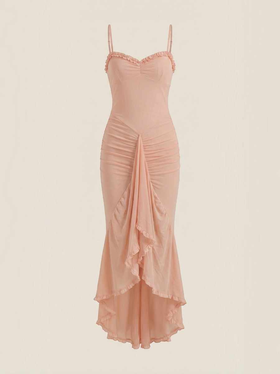 Wisteria Ruffle High Low Maxi Dress