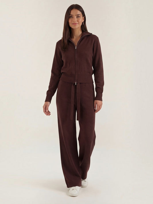 Katherine Zip Cardigan and Wide Pants Co Ord Set