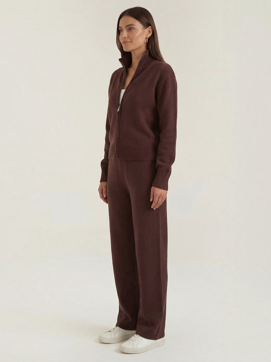 Katherine Zip Cardigan and Wide Pants Co Ord Set