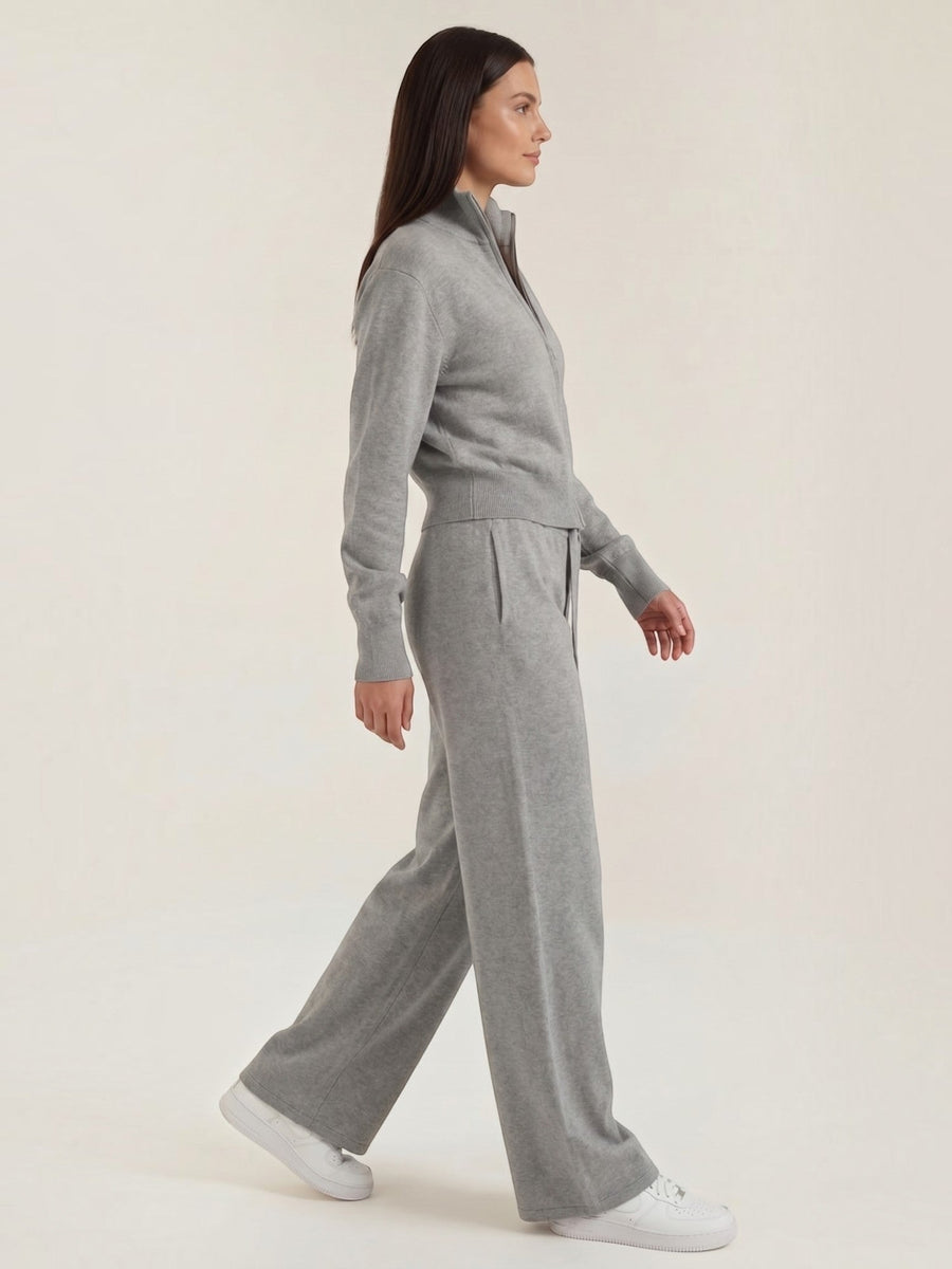 Katherine Zip Cardigan and Wide Pants Co Ord Set