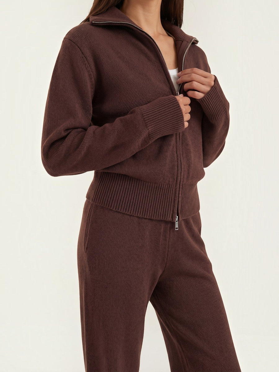 Katherine Zip Cardigan and Wide Pants Co Ord Set