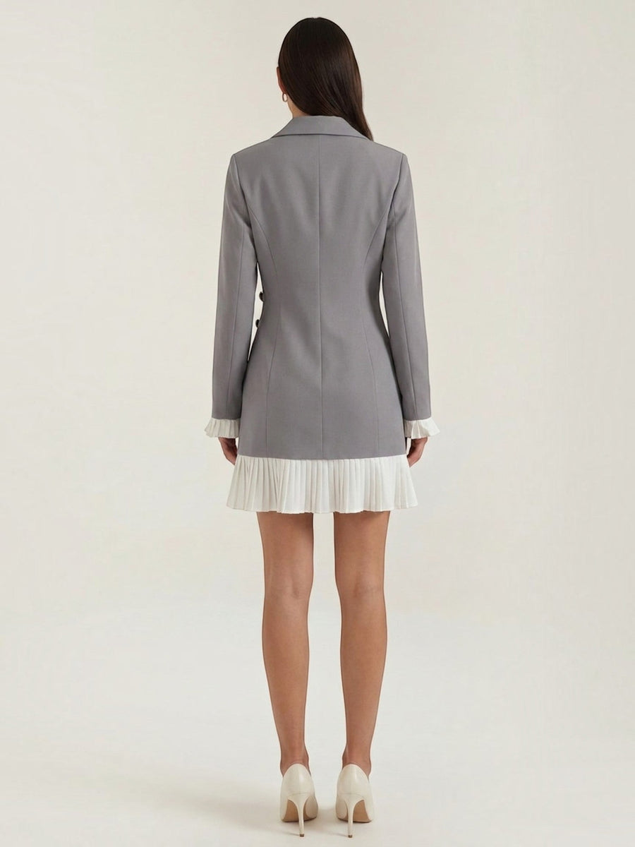Lynn Contrast Pleated Hem Blazer Mini Dress