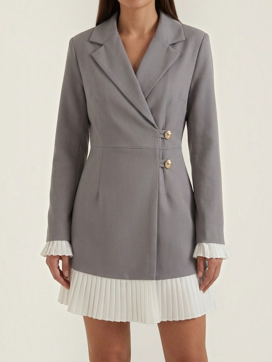 Lynn Contrast Pleated Hem Blazer Mini Dress