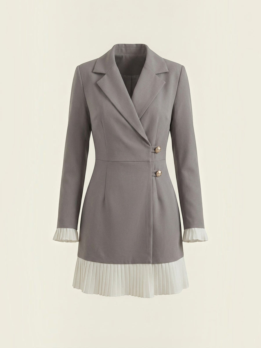 Lynn Contrast Pleated Hem Blazer Mini Dress
