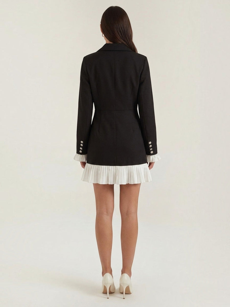 Lynn Contrast Pleated Hem Blazer Mini Dress