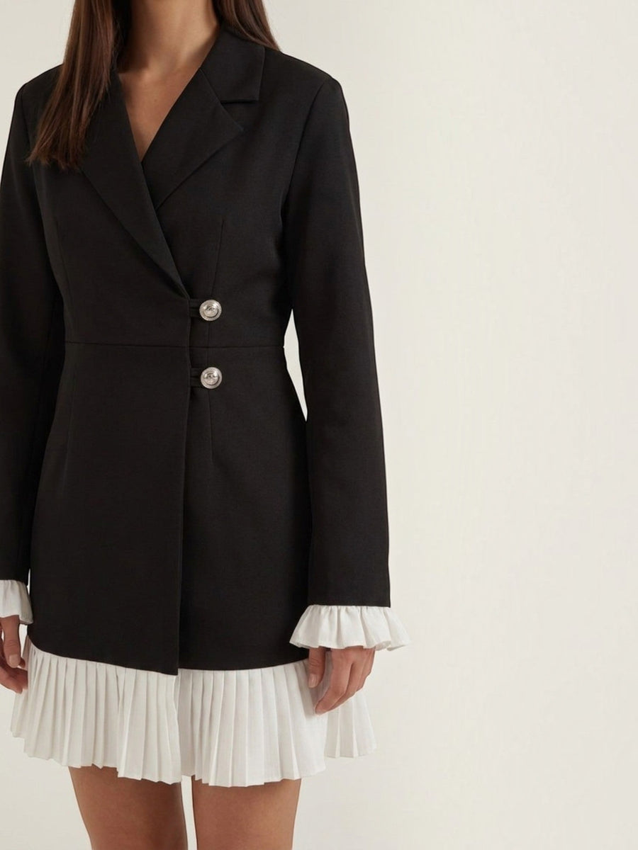Lynn Contrast Pleated Hem Blazer Mini Dress