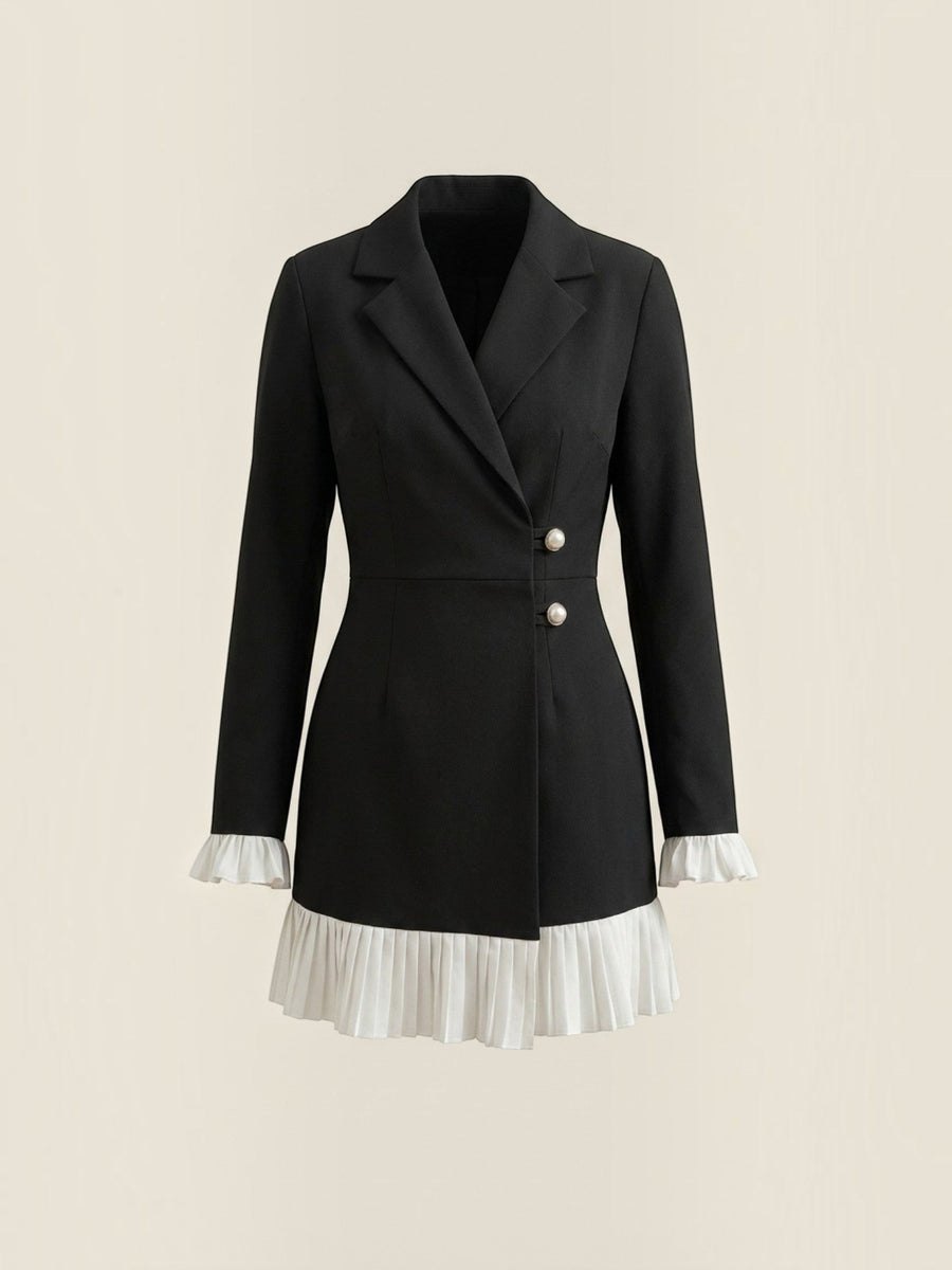 Lynn Contrast Pleated Hem Blazer Mini Dress