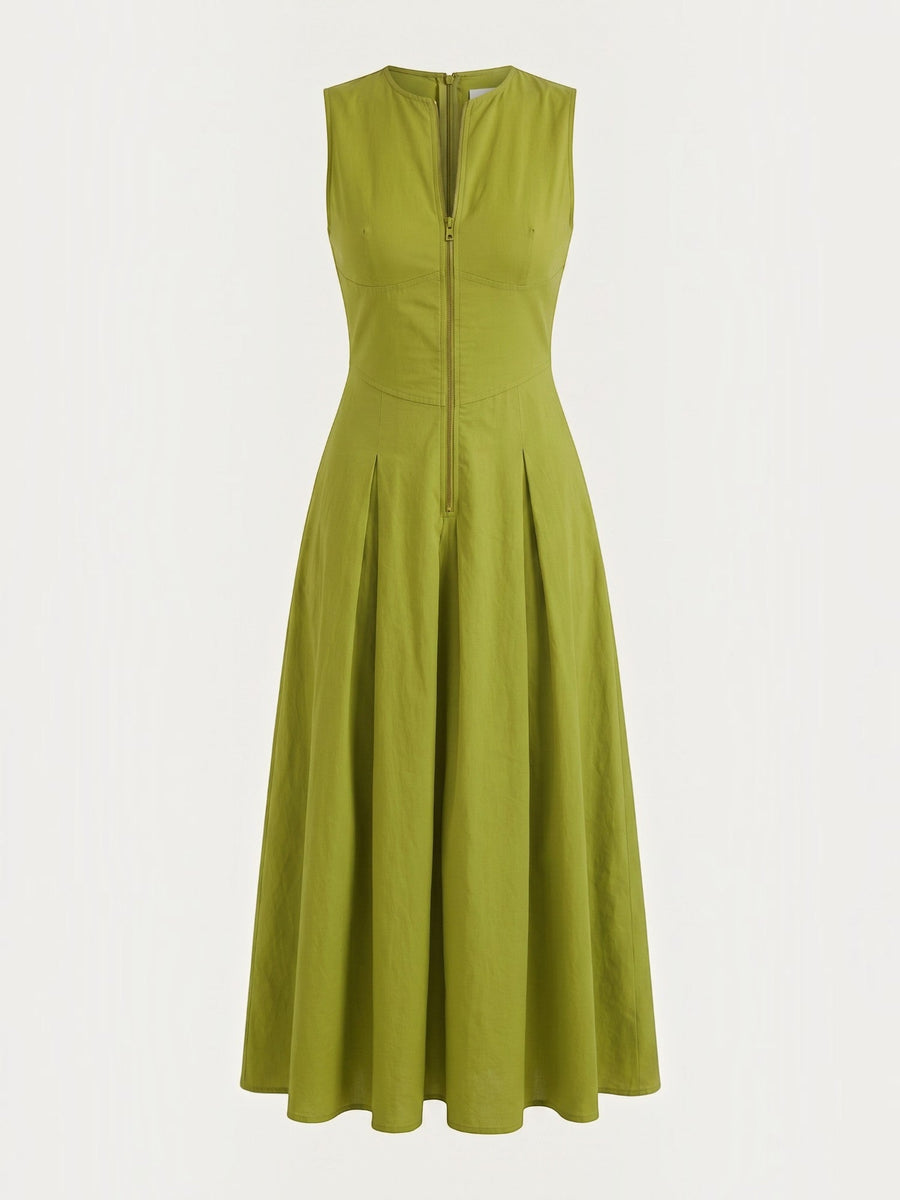 Nancy Keyhole Neck Denim Midi Dress