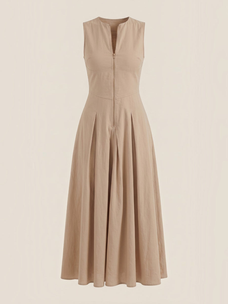Nancy Keyhole Neck Denim Midi Dress