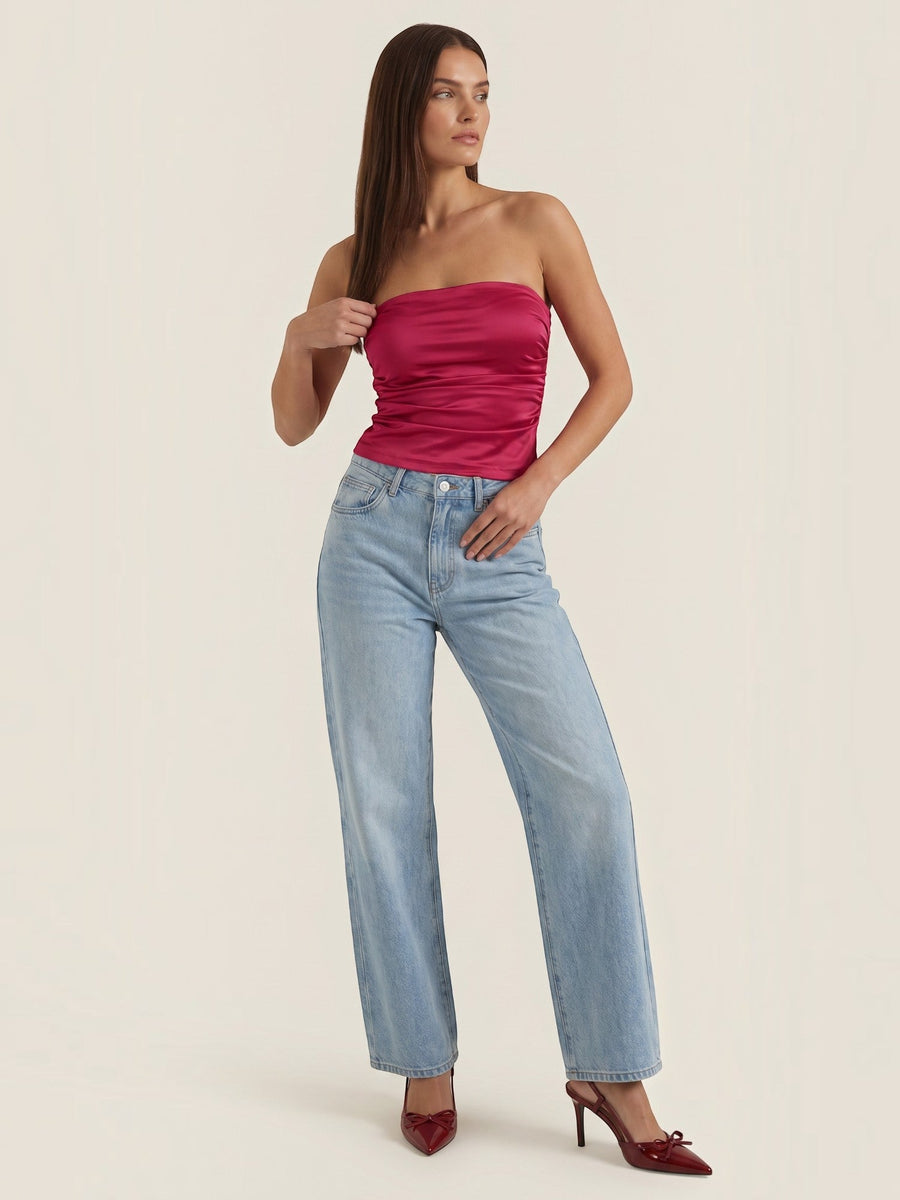 Guinevere Shimmer Ruched Bandeau Top