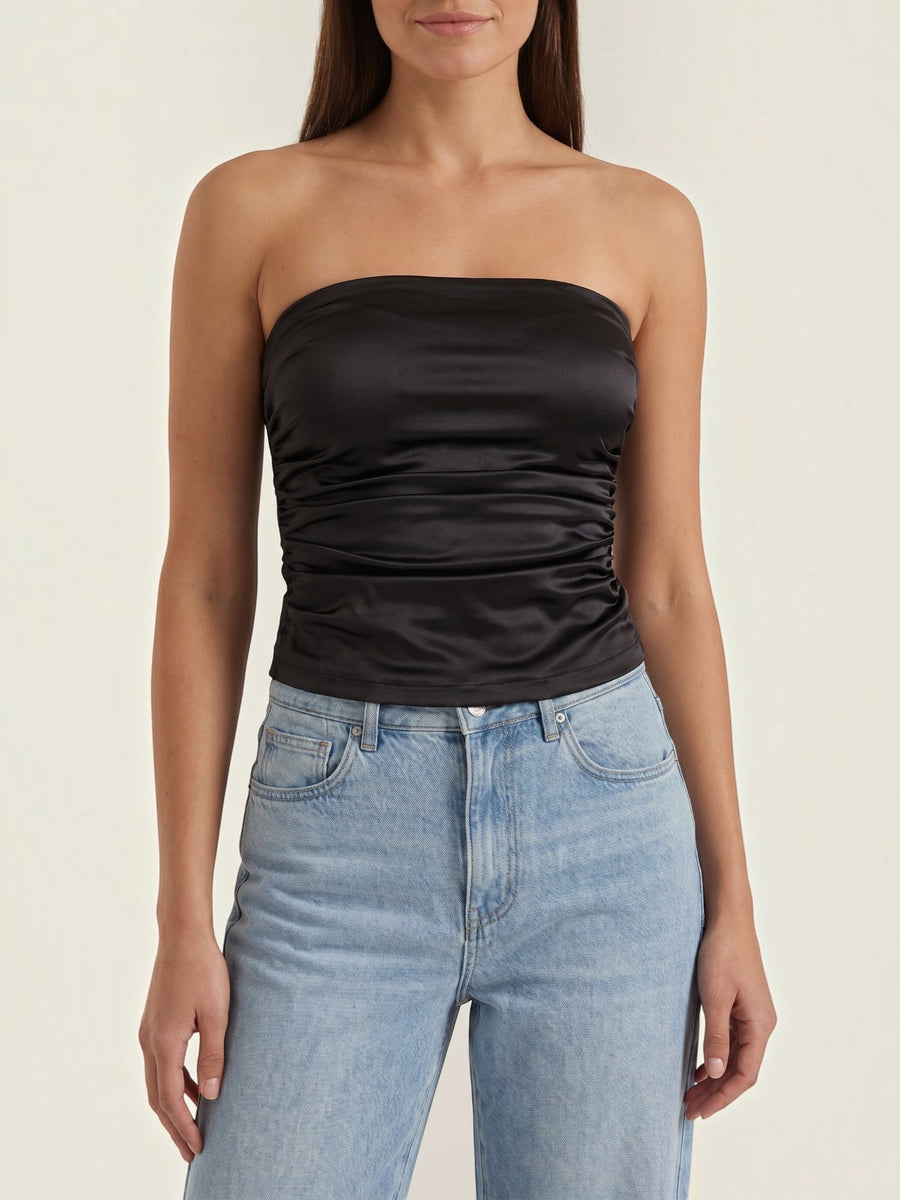 Guinevere Shimmer Ruched Bandeau Top