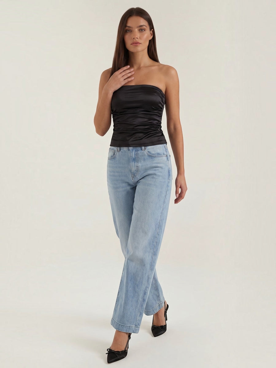 Guinevere Shimmer Ruched Bandeau Top