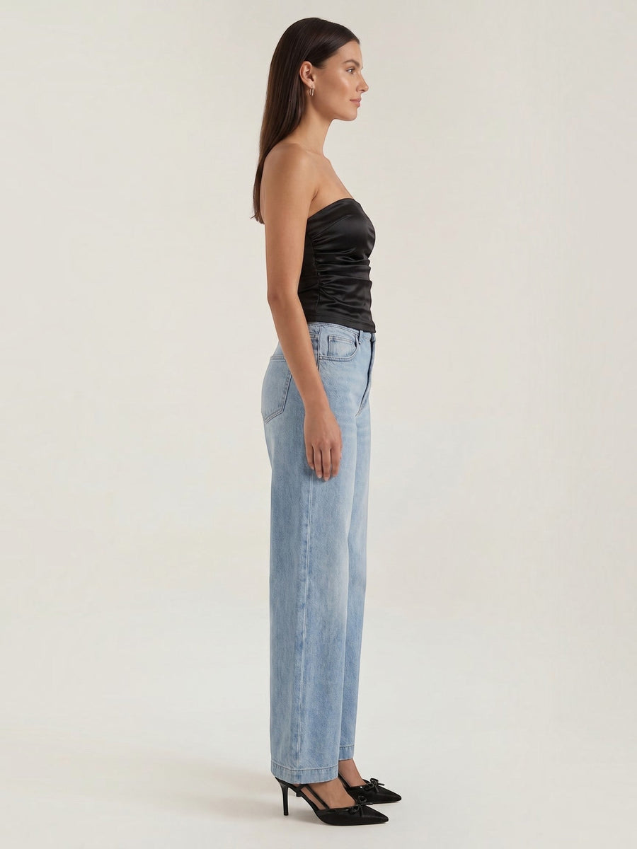 Guinevere Shimmer Ruched Bandeau Top