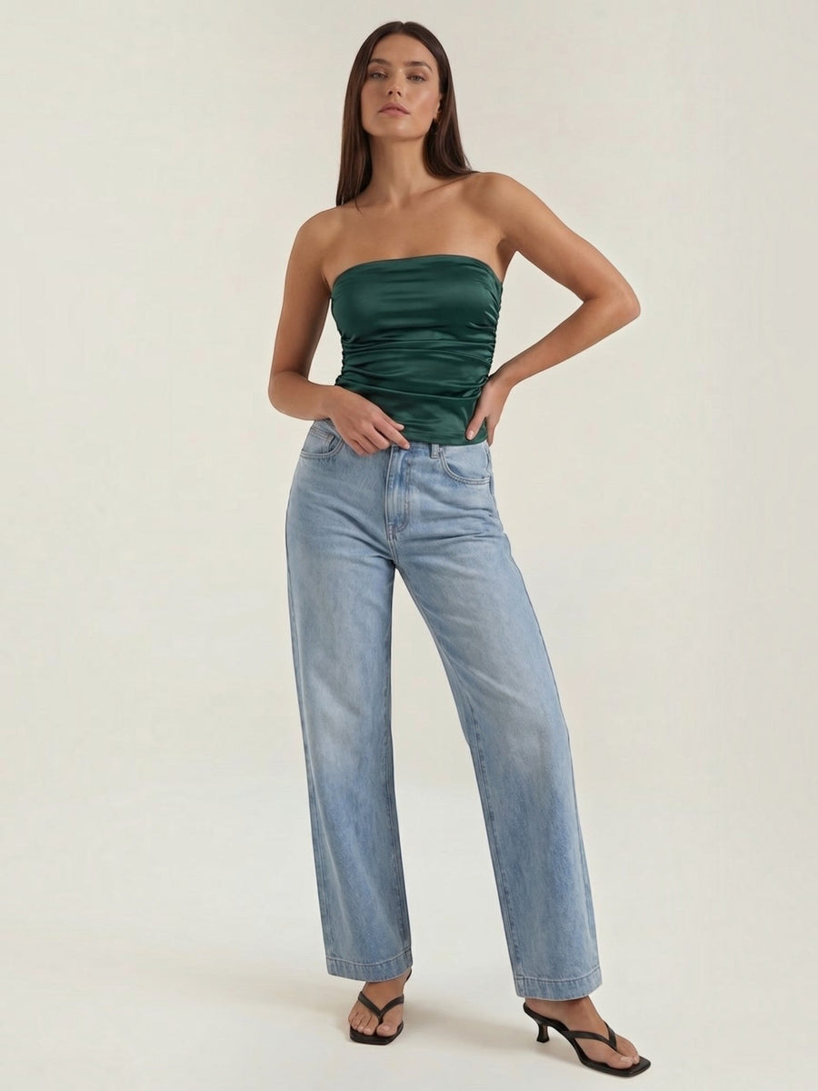 Guinevere Shimmer Ruched Bandeau Top