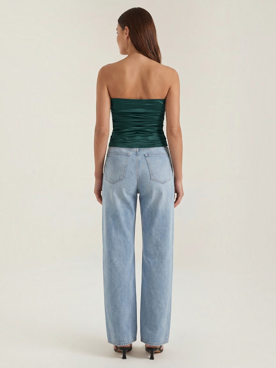 Guinevere Shimmer Ruched Bandeau Top