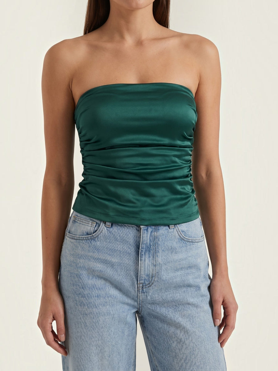 Guinevere Shimmer Ruched Bandeau Top