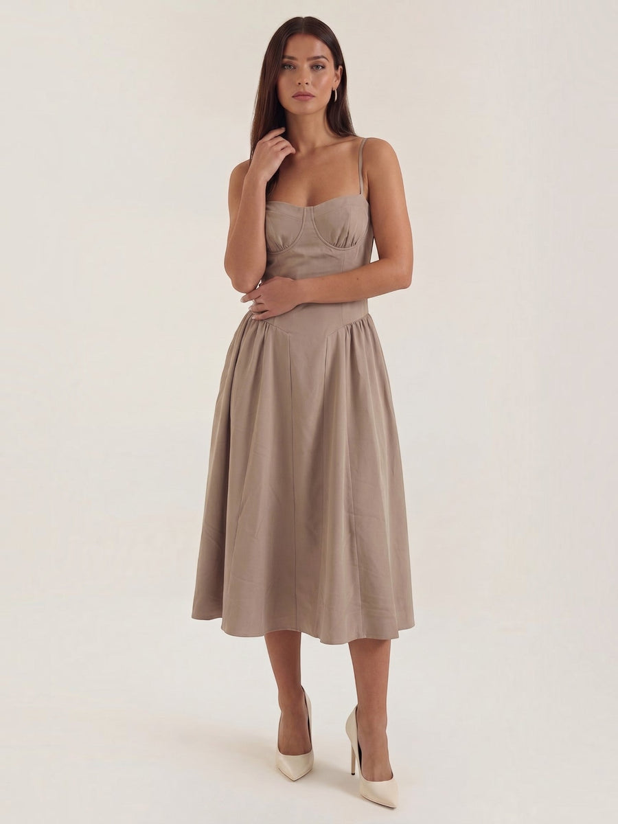Odette Corset Style Strappy Midi Dress