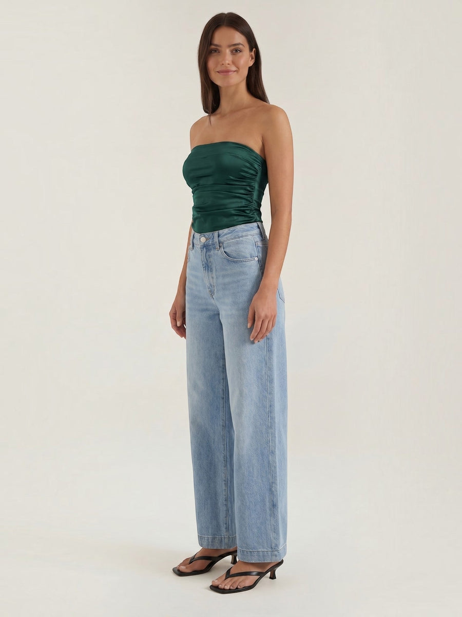 Guinevere Shimmer Ruched Bandeau Top