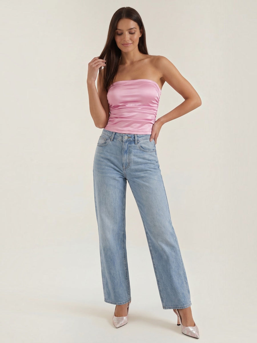 Guinevere Shimmer Ruched Bandeau Top