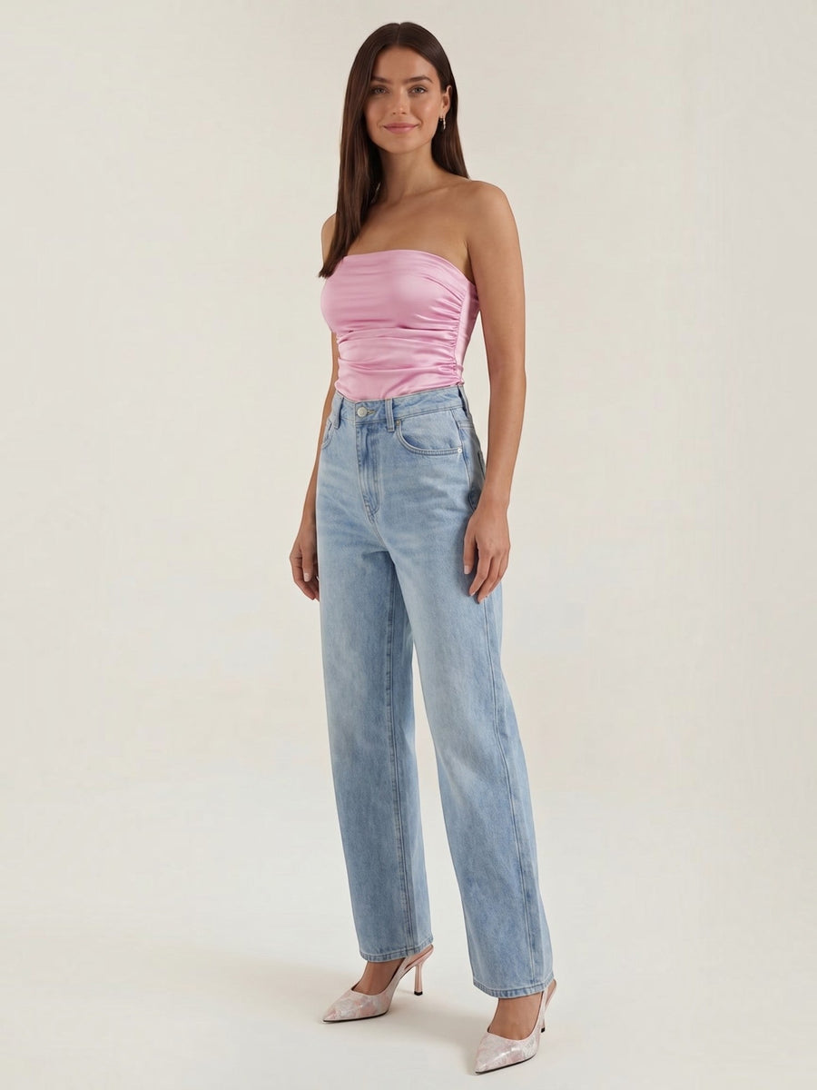 Guinevere Shimmer Ruched Bandeau Top