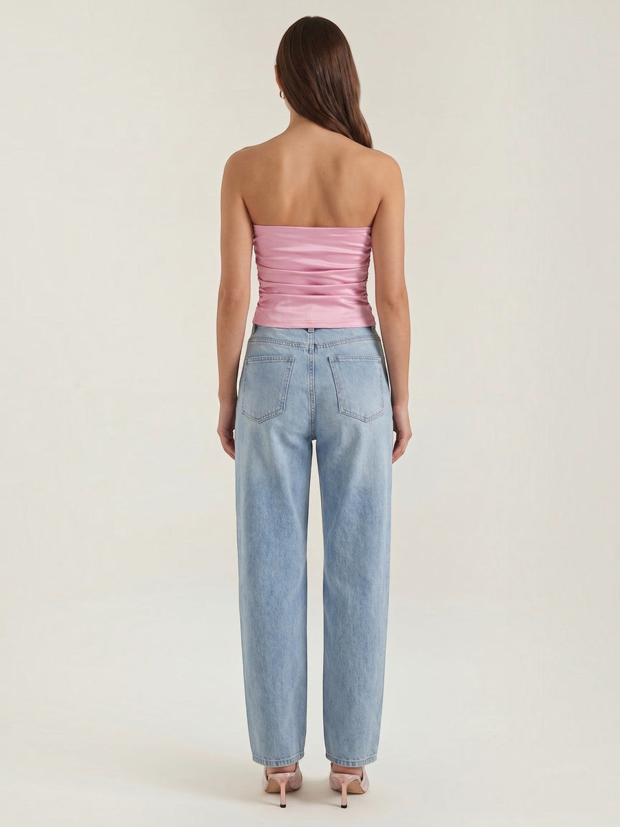Guinevere Shimmer Ruched Bandeau Top