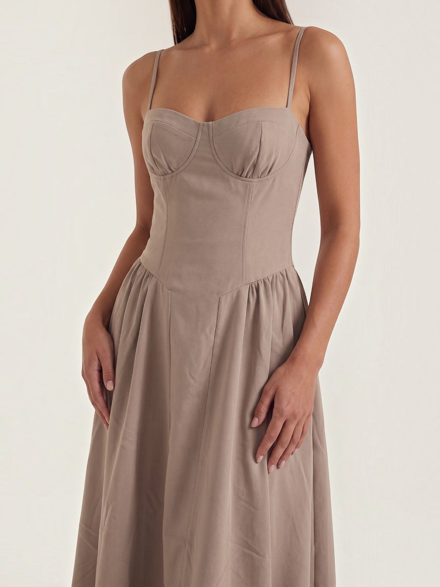 Odette Corset Style Strappy Midi Dress